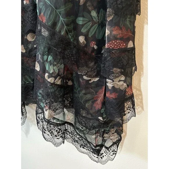Romwe Lace Sheer Mushroom Skirt Size Med Cottagecore Fairycore - Picture 2 of 3